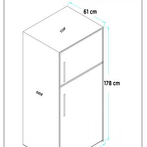 Generaltec Refrigerator Double Door Model No. GR450KS Dimensions