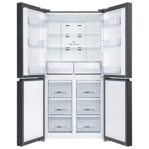 Generaltec 4 Doors Refrigerator with black glass door , Model No. GGR835BG4D Open Door